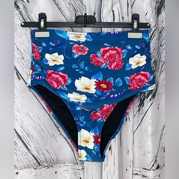 Cupshe Floral High Waisted Bikini Bottoms NWT Size S - Picture 1 of 6